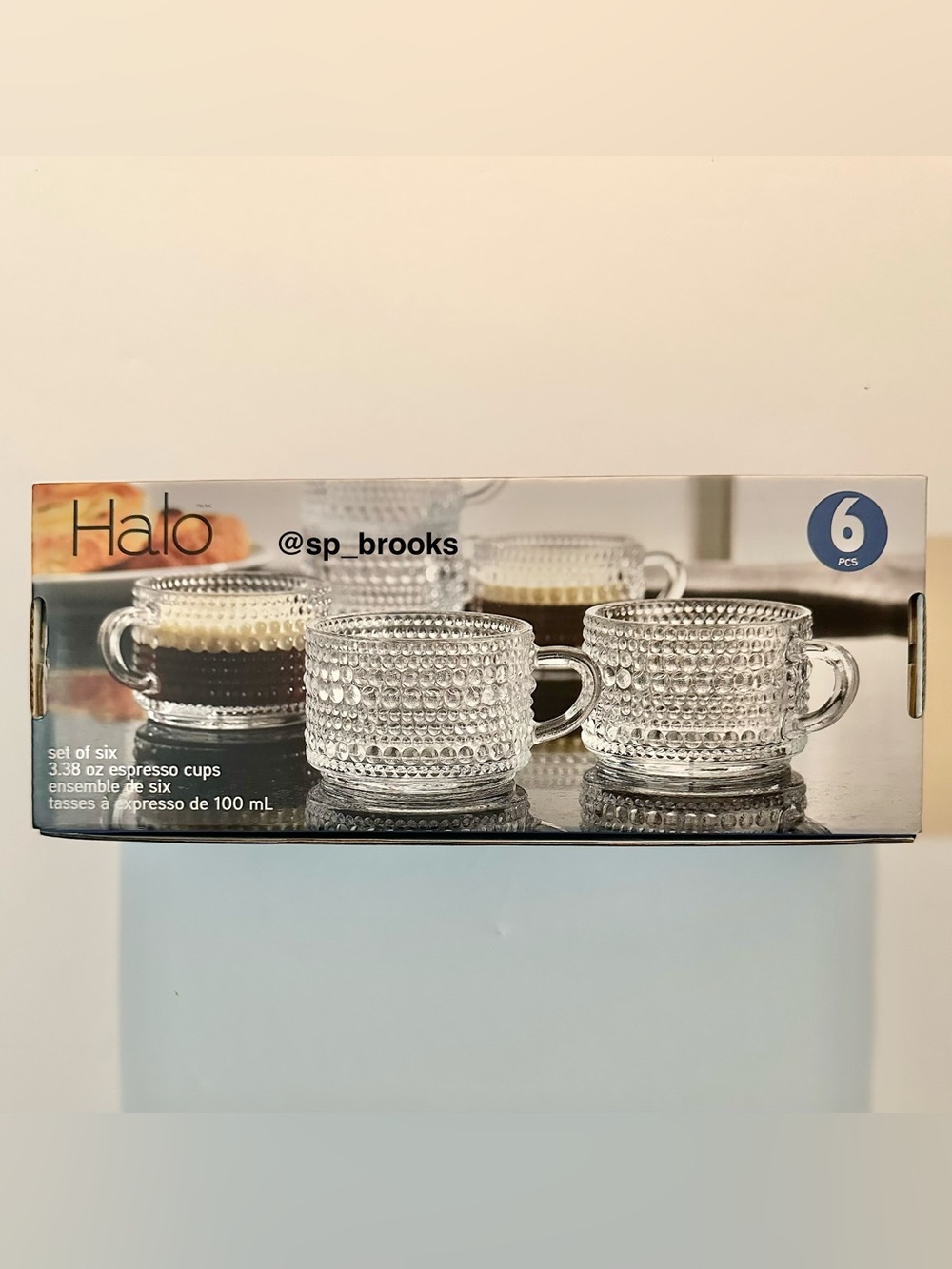 🎁HALO espresso cups - Clear Glass Hobnail  Pattern - Set of 6 - 3.38 ozs